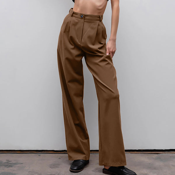 Women's Loose Leisure All-matching High Waist Straight Pants-Suits & Sets-Zishirts