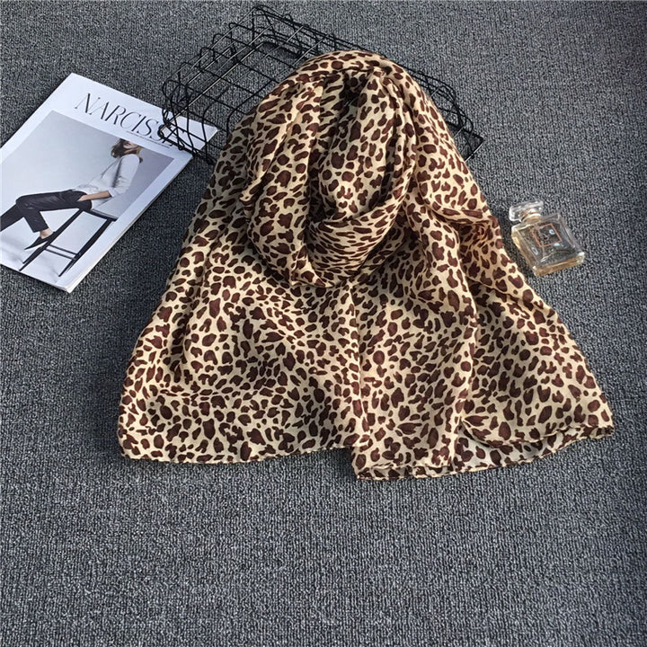 Female Fashion Simple Leopard Print Chiffon Scarf-Scarves & Wraps-Zishirts