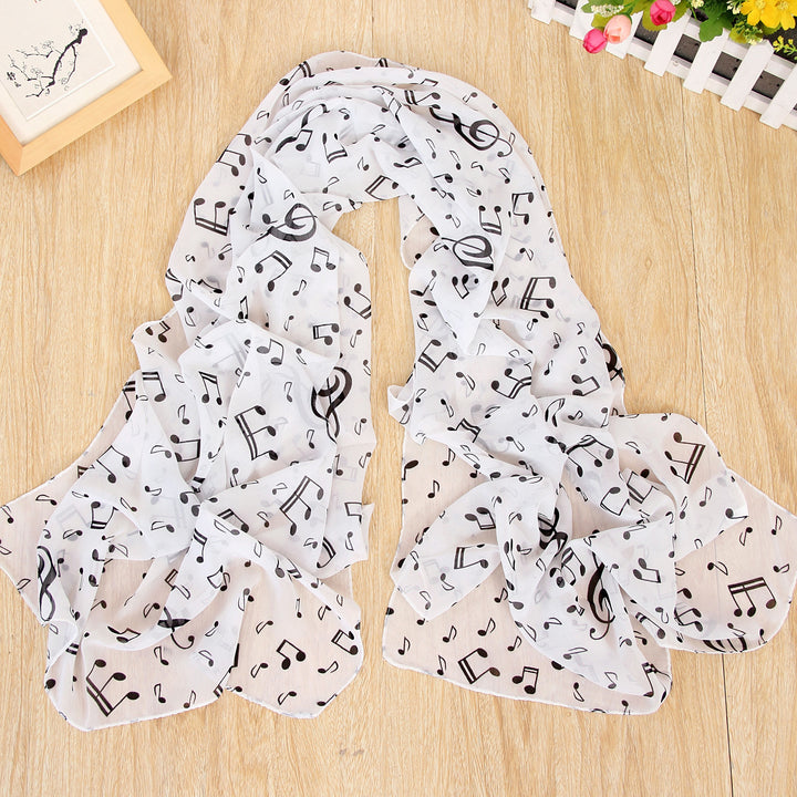 Women's Fashion Casual Note Print Chiffon Silk Scarf-Scarves & Wraps-Zishirts