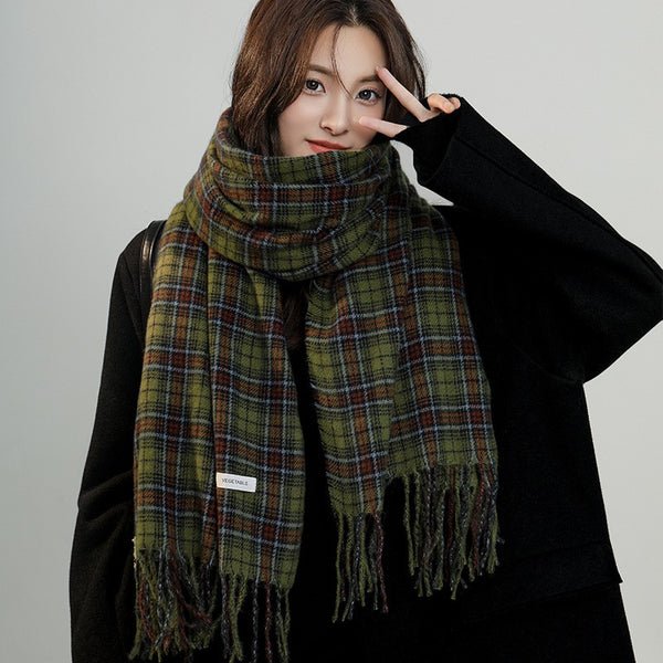 Comfortable Warm White Check Scarf-Scarves & Wraps-Zishirts