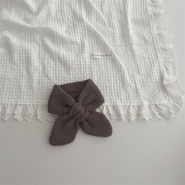 Korean Version Of Solid Color Knitted Cross Small Scarf-Scarves & Wraps-Zishirts