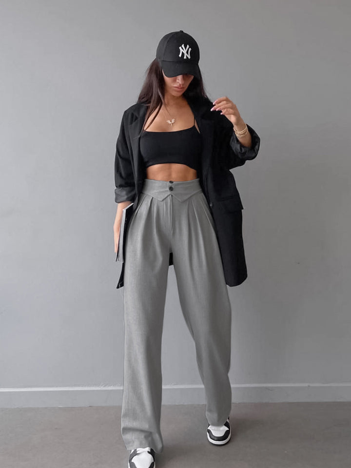 Women's Fashion Temperament High Waist Slimming Casual Pants-Suits & Sets-Zishirts