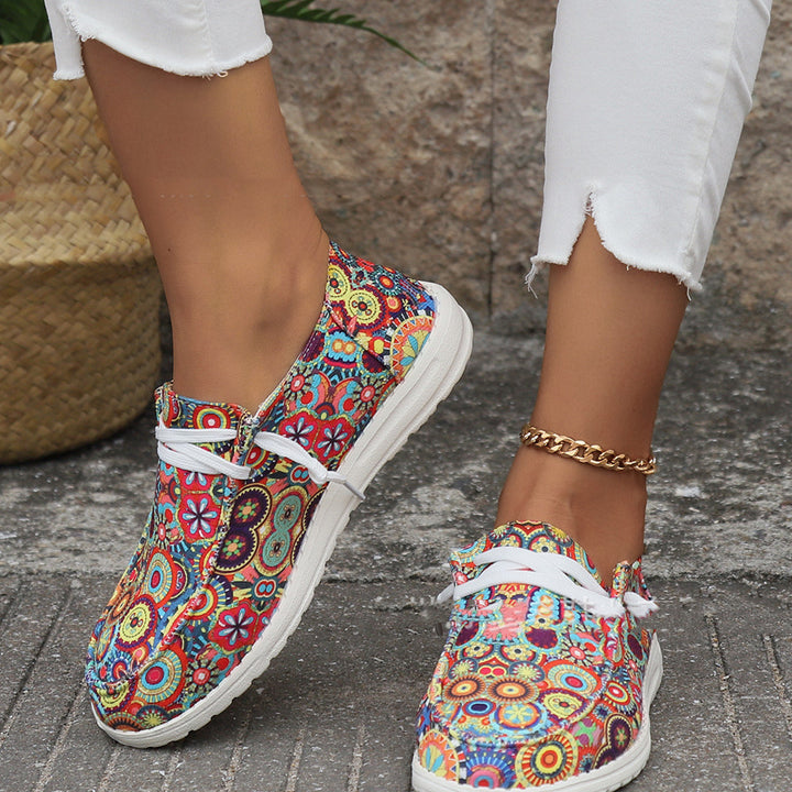 Women's Fashionable Simple Graffiti Ethnic Style Canvas Shoes-Womens Footwear-Zishirts