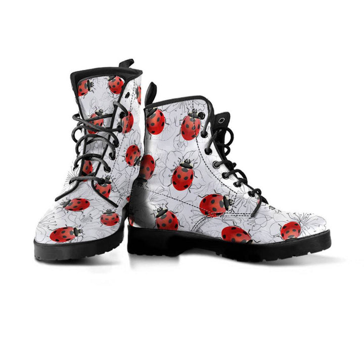 Digital Printing Women's High-top Motorcycle Boots LADYBIRD-Womens Footwear-Zishirts