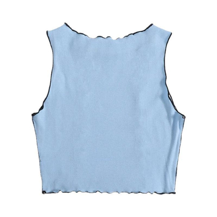 European And American Short Summer Knitted Vest Women's Clothing-Blouses & Shirts-Zishirts
