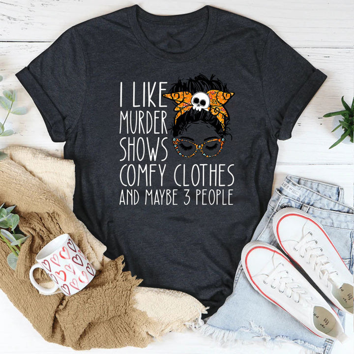 I LIKE MURDER SHOWS Halloween Skull Teenage Leisure T-shirt-Blouses & Shirts-Zishirts