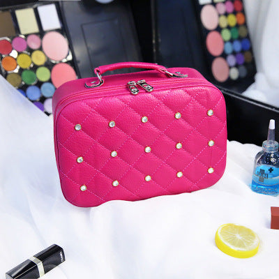 High-end Cosmetic Case With Diamond Cosmetic Bag PU Portable-Women's Bags-Zishirts