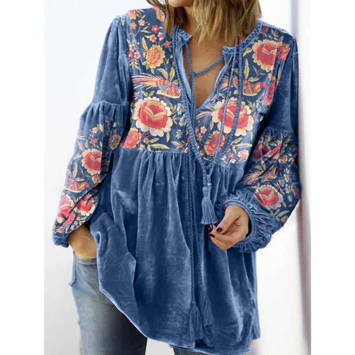 V-neck Knot Front Dart Flower Top-Women's Outerwear 2023-Zishirts