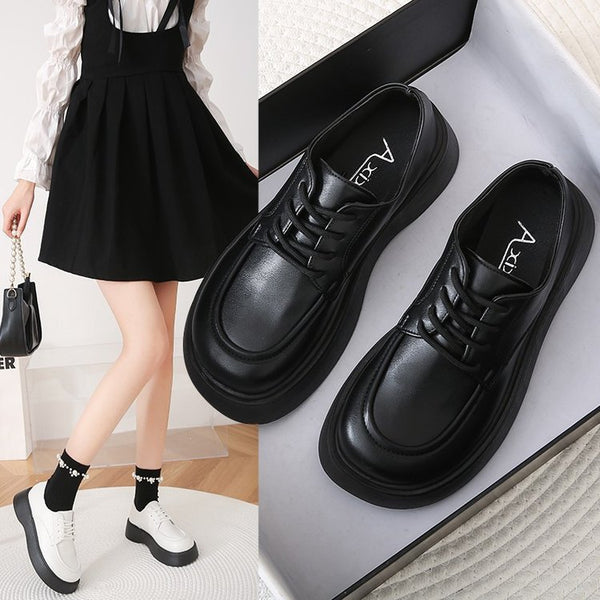 Women's Fashion Solid Color Round Toe Lace-up Platform Casual Shoes-Womens Footwear-Zishirts