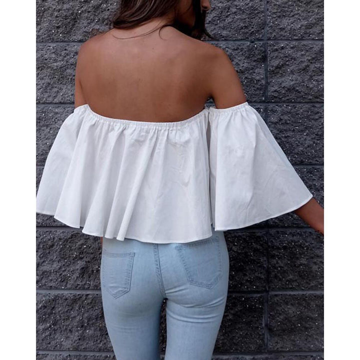 Women's Solid Color Off-shoulder Top-Blouses & Shirts-Zishirts