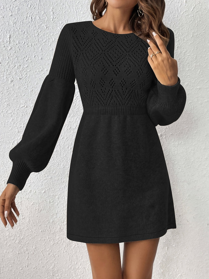 Women's Solid Color Skinny Knit Sweater Long Sleeve Dress-Lady Dresses-Zishirts