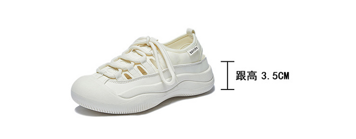 Hollow-out Canvas Shoes Korean Style Student White Flat Breathable Half Support-Womens Footwear-Zishirts