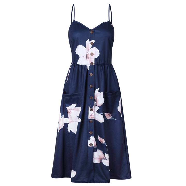 Women's Fashion Suspenders Floral Dress-Lady Dresses-Zishirts