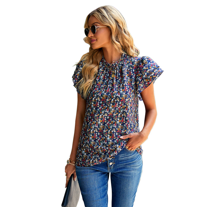 Women's Loose Casual Top Floral Round Neck Shirt-Blouses & Shirts-Zishirts