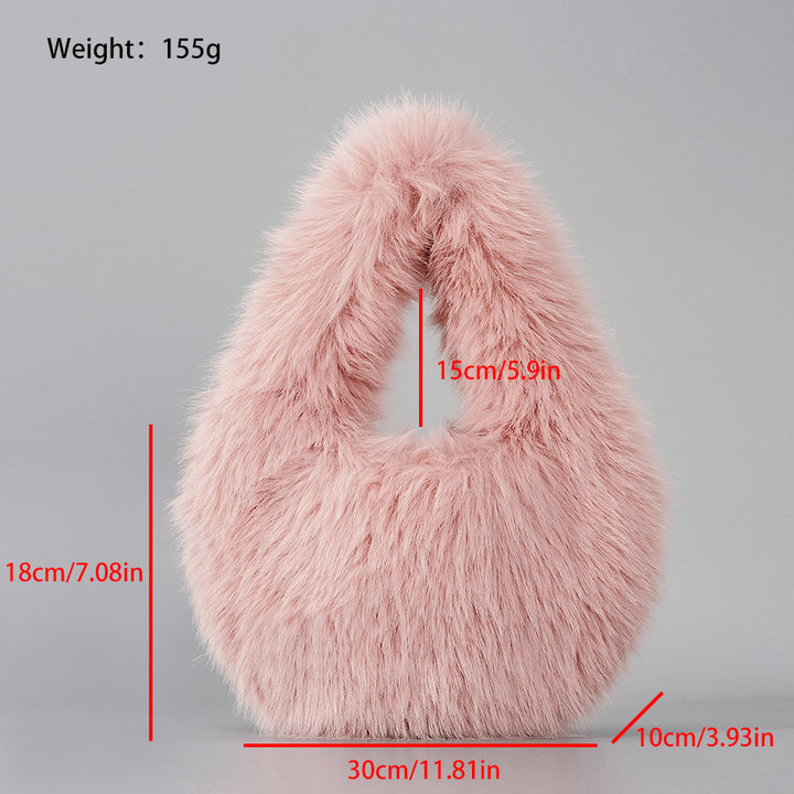 European And American Simple Imitation Fur Plush Tote Women-Women's Bags-Zishirts