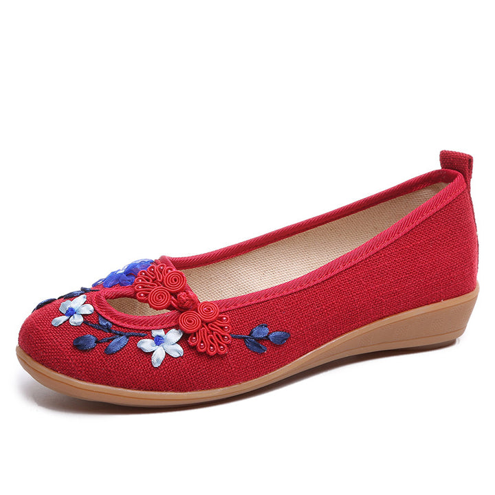 Women's Cotton And Linen Ethnic Style Handmade Embroidered Shoes-Womens Footwear-Zishirts