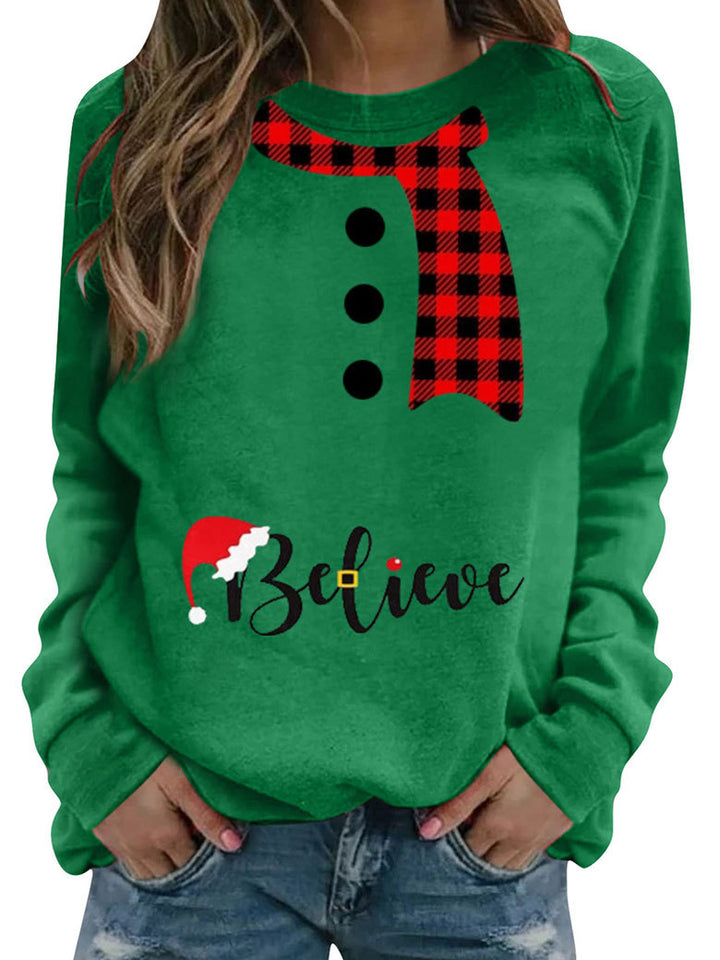 Christmas Pattern Printing Long Sleeve Crew Neck Sweater Women-Women's Outerwear 2023-Zishirts