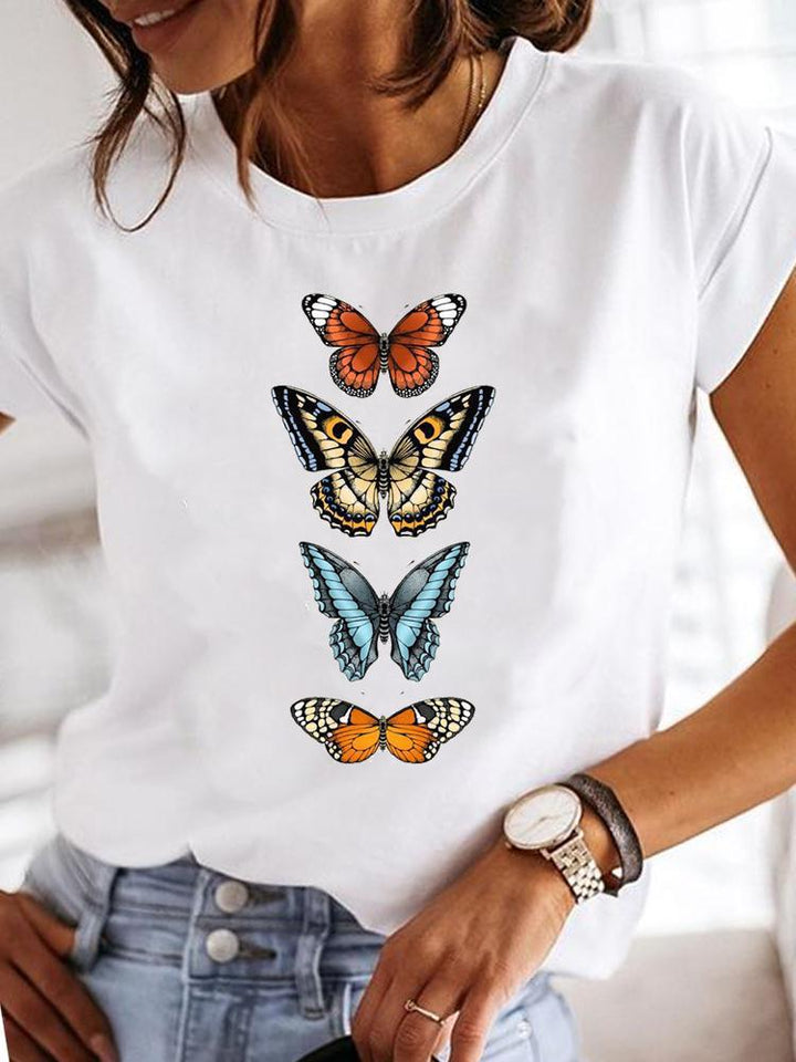 Crew Neck Casual Printed T-shirt For Women-Women's Outerwear 2023-Zishirts