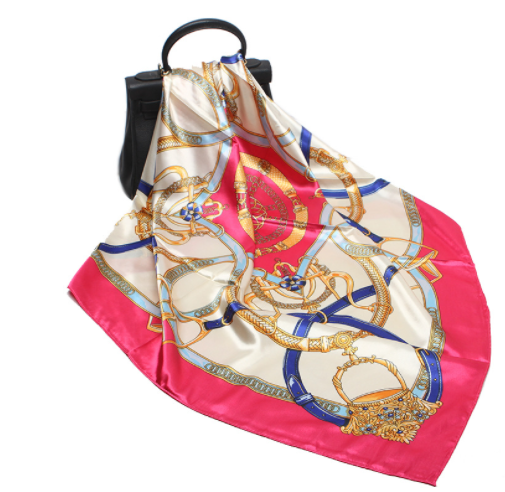 Emulation Silk Scarf Women's Classic Belt Printed Square Scarf-Scarves & Wraps-Zishirts