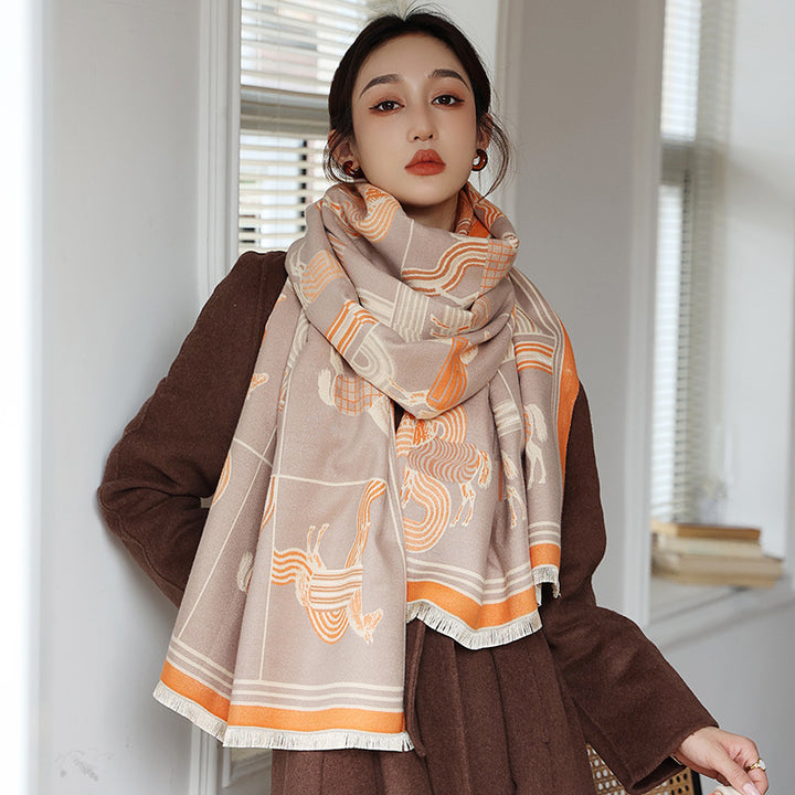 Air-conditioned Room Cashmere-like Talma Student Scarf Thickened Outer Wear-Women's Outerwear 2023-Zishirts