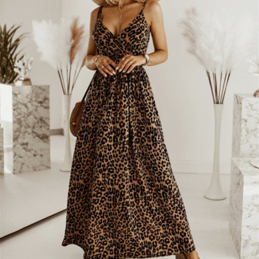 Women's Leopard Print Printing Slip Dress
