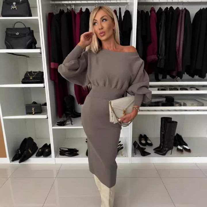 Women's Slim Fit Dress Oversized Knit-Lady Dresses-Zishirts