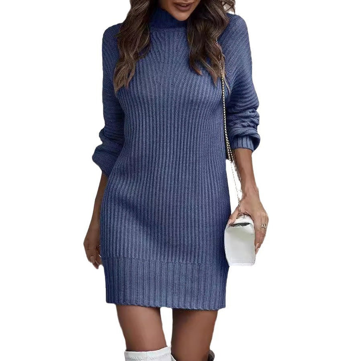 Turtleneck Sweater Women's Long Sleeve Knitwear Dress Women's Clothing-Lady Dresses-Zishirts