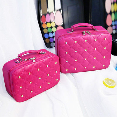 High-end Cosmetic Case With Diamond Cosmetic Bag PU Portable-Women's Bags-Zishirts