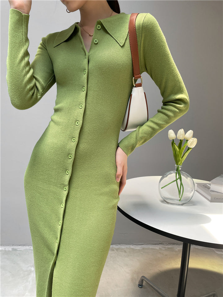 Split Knee-length Dress Women-Women's Outerwear 2023-Zishirts