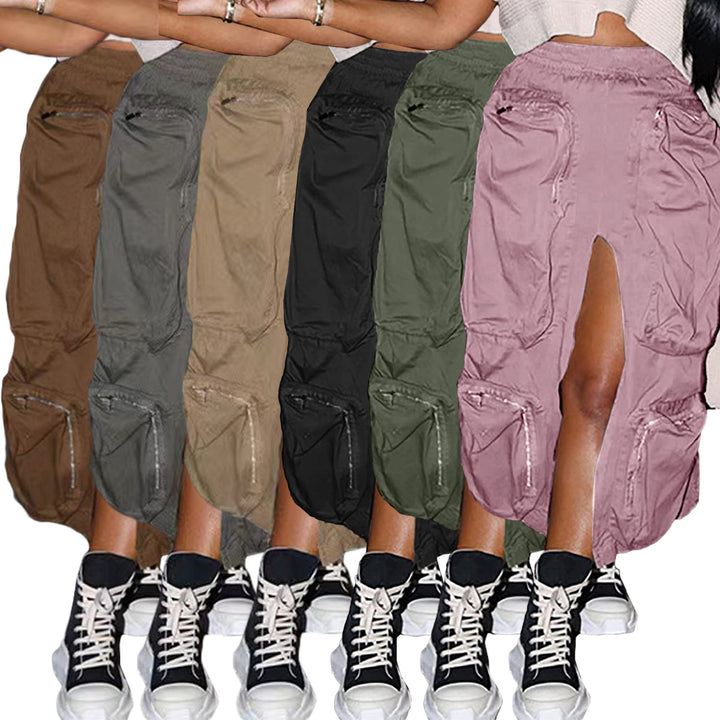 Zipper Stitching Large Pocket Multi-pocket Loose Cargo Skirt-Womens 2024 March-Zishirts