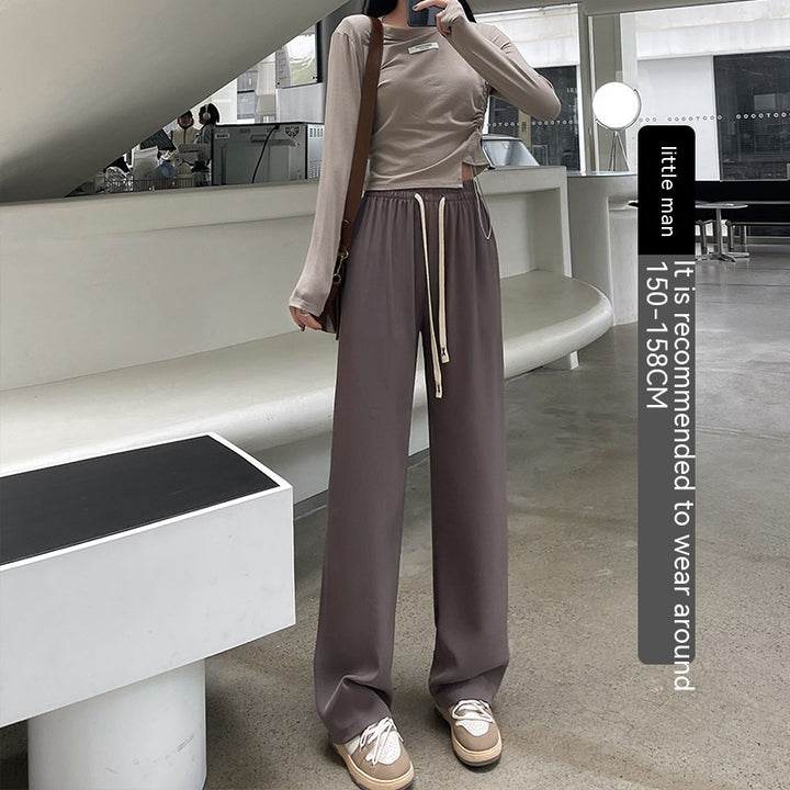 High Waist Straight Draping Effect Pants-Suits & Sets-Zishirts