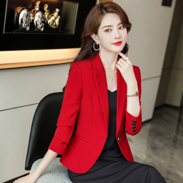 Korean Style Casual Slim Fit Waist-tight Spring And Autumn Black Small Business Suit-Womens 2024 March-Zishirts