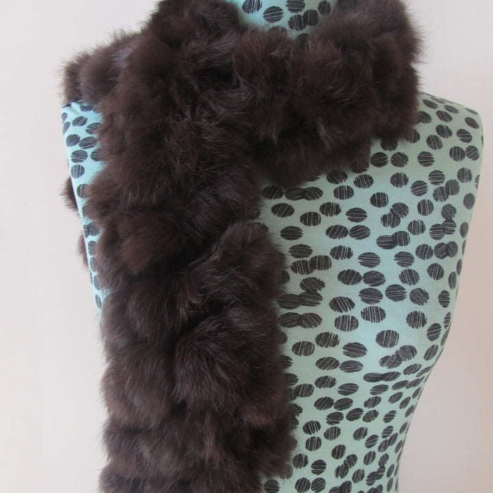 Four-row Ball Rabbit Fur Scarf-Scarves & Wraps-Zishirts