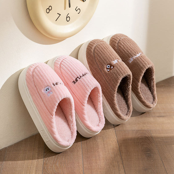 Cute Rabbit Slippers Winter Warm Home Shoes Non Slip Plush Bedroom Slippers-Womens Footwear-Zishirts