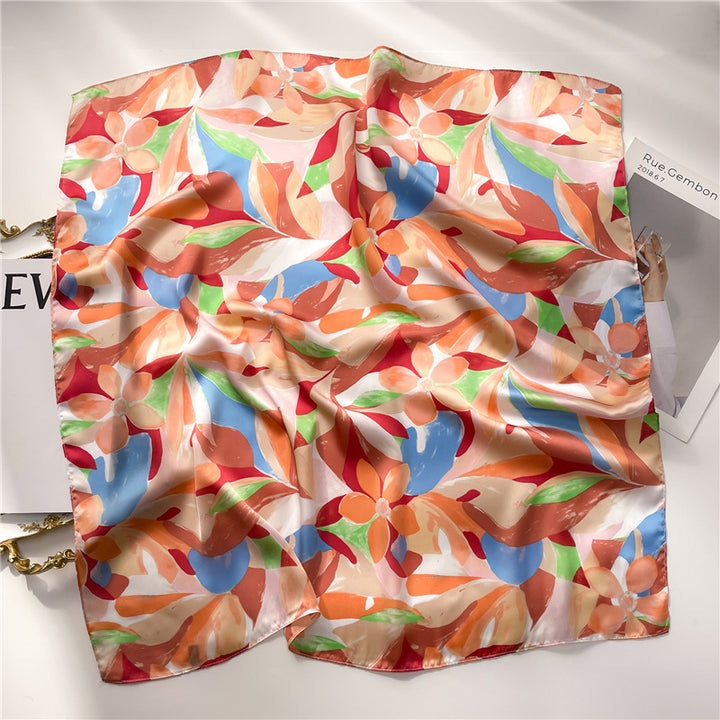 Women's Fashion Graffiti Printing Silk Scarf-Scarves & Wraps-Zishirts