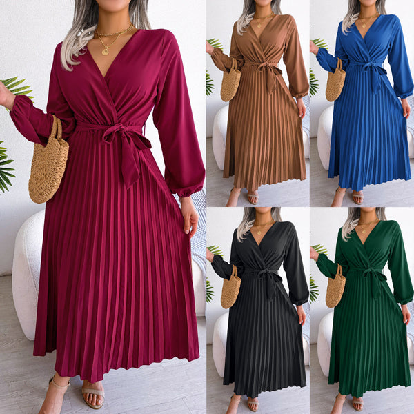 Fashion Elegant Cross Pleated Maxi Dress-Lady Dresses-Zishirts