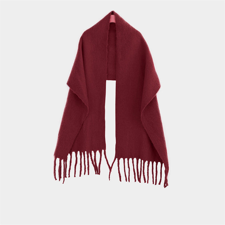 Shawl To Keep Warm All Wear White Bright Red Solid Color Neck-Scarves & Wraps-Zishirts