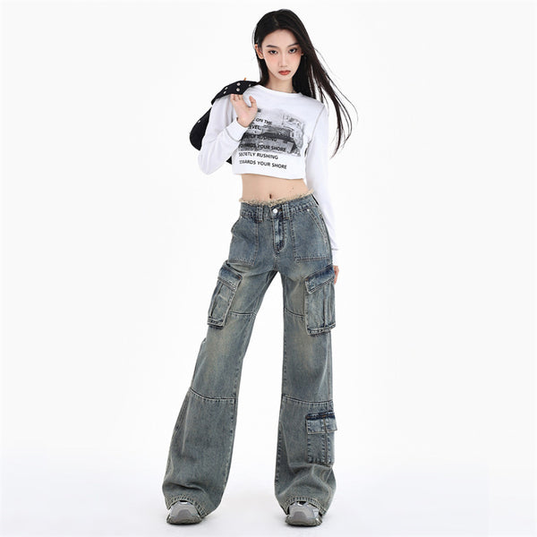 Women's American-style Retro Workwear Jeans-Woman Jeans-Zishirts