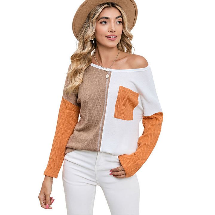 Women's Fashion Color Contrast Round Neck Pullover-Suits & Sets-Zishirts