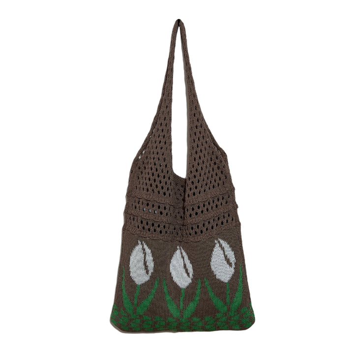 Flower Tulip Vintage Knitted Shoulder Bag-Women's Bags-Zishirts