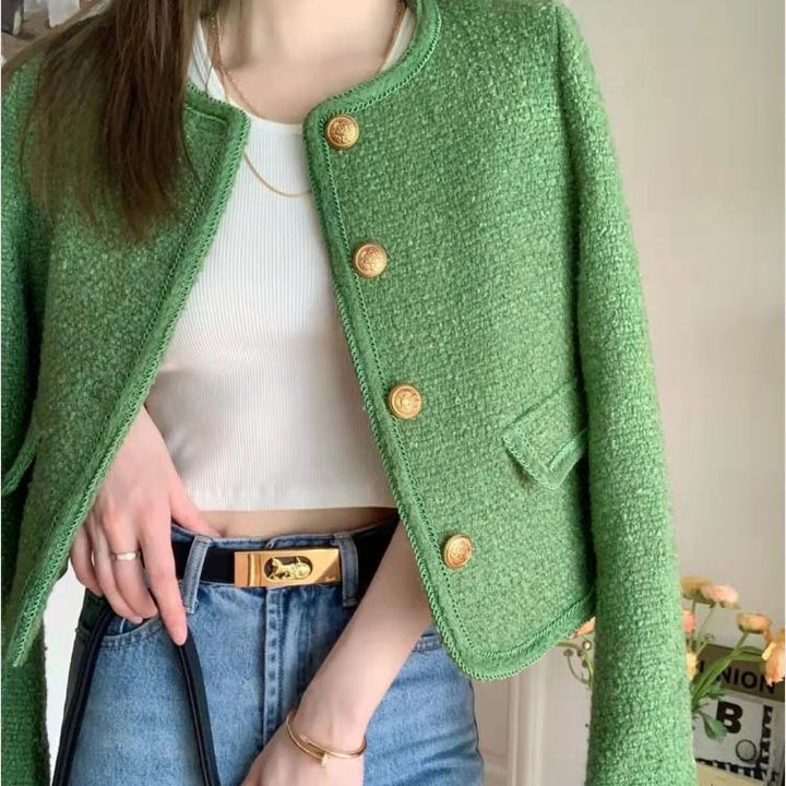 High-grade Green Classic Style French Jacket-Womens 2024 March-Zishirts