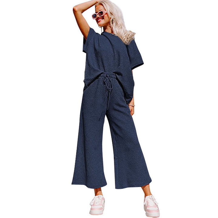 Summer New Color Casual Suit Female European And American All-matching Thread Drawstring Sportswear Female-Suits & Sets-Zishirts