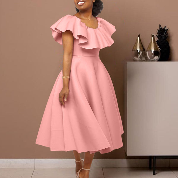 Elegant Ruffle Large Dress-Lady Dresses-Zishirts