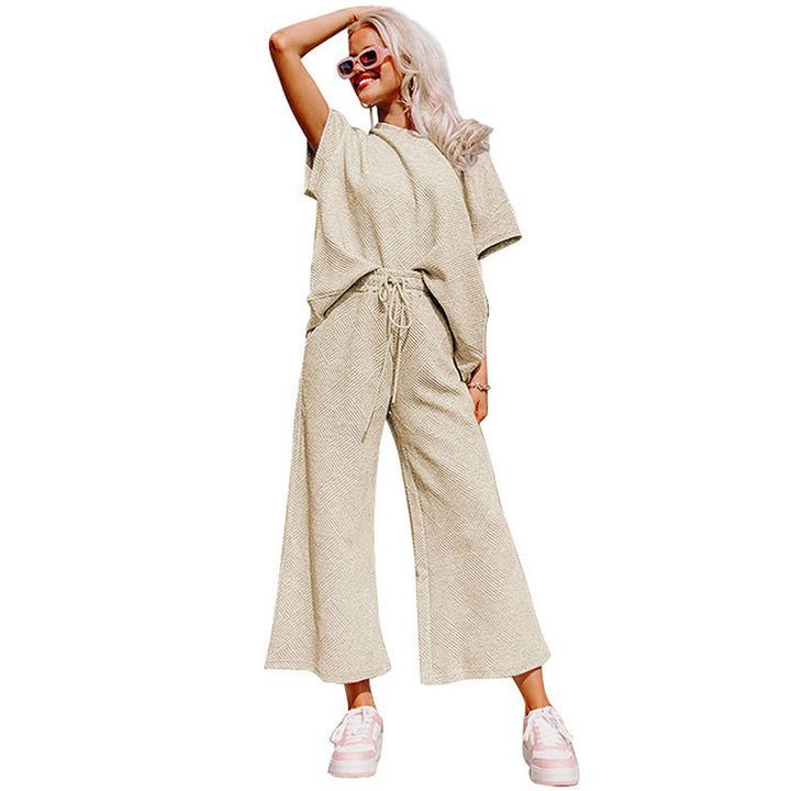 Summer New Color Casual Suit Female European And American All-matching Thread Drawstring Sportswear Female-Suits & Sets-Zishirts