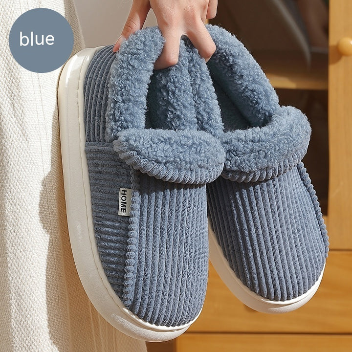 Ankle Wrap Cotton Slippers Winter Women's Plus Size Thickened Fleece-lined Warm Slugged Bottom-Womens Footwear-Zishirts