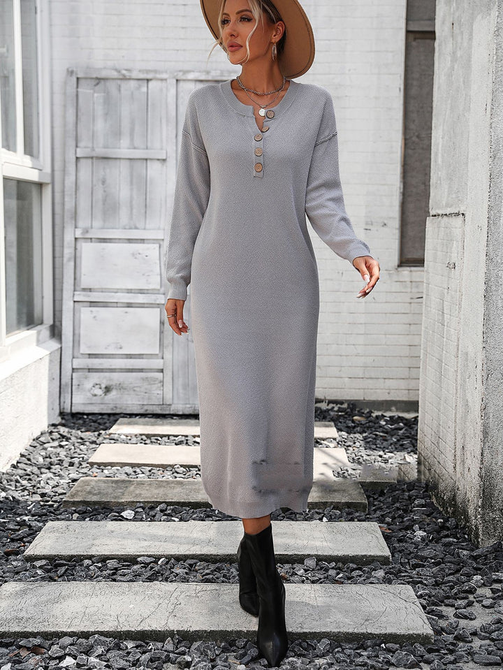 European And American Button Knitwear Dress-Lady Dresses-Zishirts