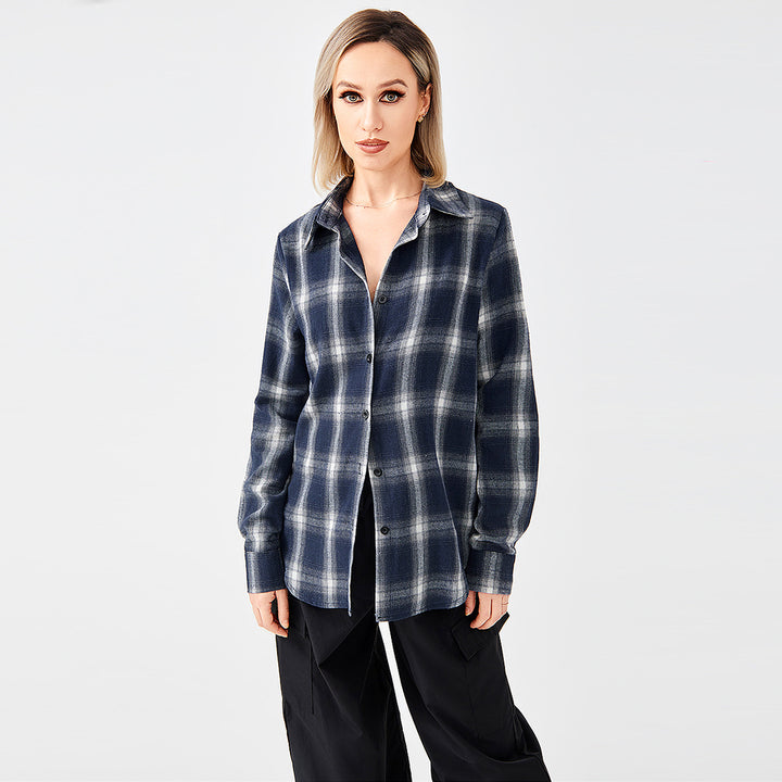 Stylish Plaid Shirt With Everything-Blouses & Shirts-Zishirts