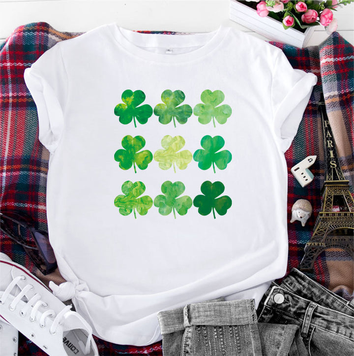 St Patrick's Day Cotton Women's Short Sleeve-Blouses & Shirts-Zishirts