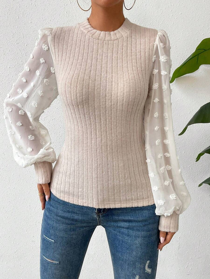 Women's Knitwear Round Neck Stitching Long Sleeve-Women's Outerwear 2023-Zishirts