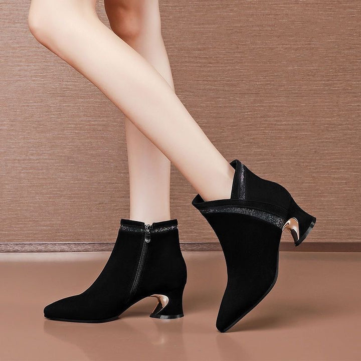 Women's Fashion All-matching Suede Matte High Heel Boots-Womens Footwear-Zishirts